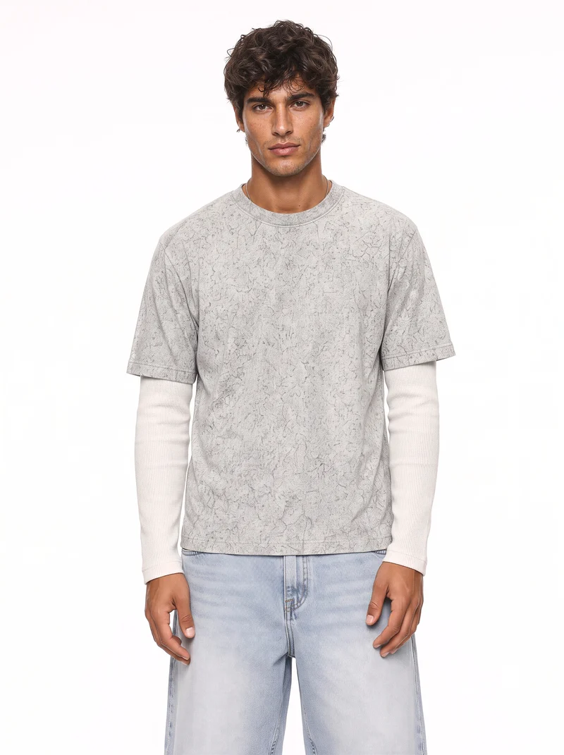 Mineral Wash Layered Thermal Tee