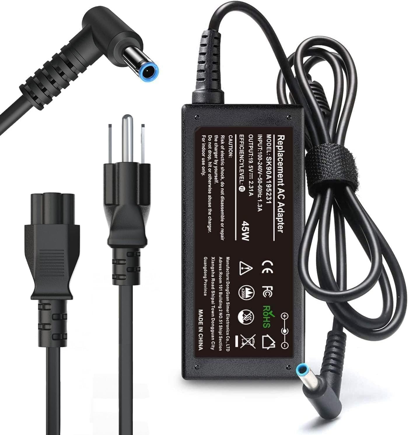 45W Laptop Charger for HP Laptop Computer,19.5V 2.31A Smart Blue Tip Power Adapter for HP Pavilion x360,Envy 11 13 15,EliteBook 840 G3 G5,Chromebook,Spectre,Stream 11 13 14 ProBook Notebook AC Adapter