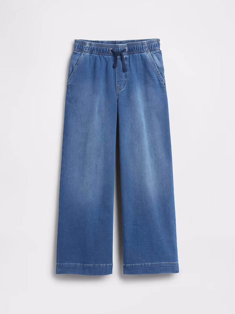 Kids High Rise Pull-On Wide-Leg Sweatpant Jeans