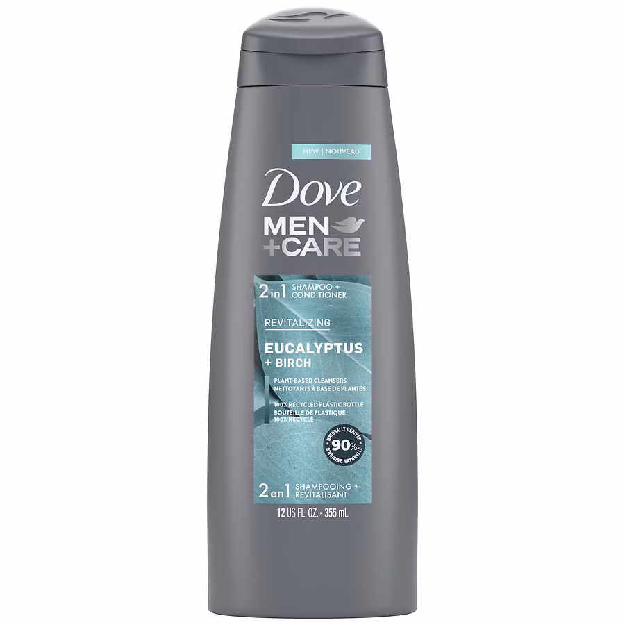 Dove Men+Care 2 in 1 Shampoo & Conditioner, Eucalyptus + Birch, 12.0 fl oz