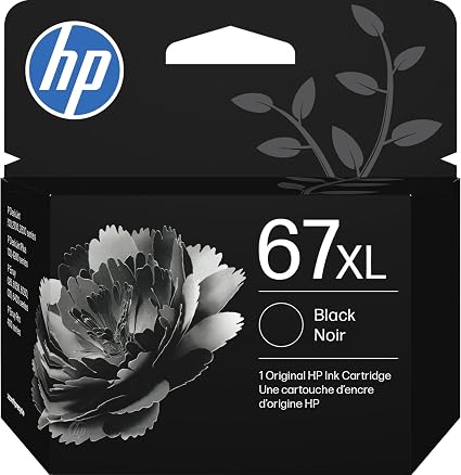 HP 67XL Black High-Yield Ink Cartridge | Works with DeskJet 1255, 2700, 4100, Envy 6000, 6400 Series | Eligible for Instant Ink | 3YM57AN | Packaging May Vary
