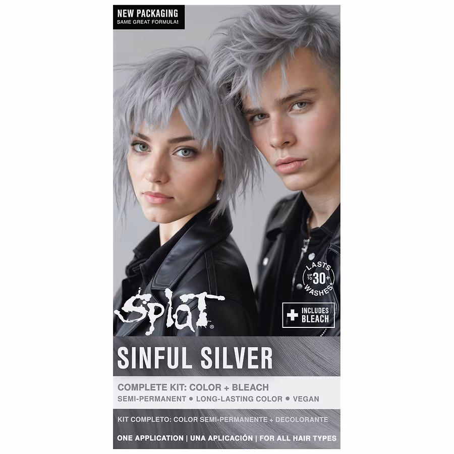 Splat Semi-Permanent Hair Color Kit, Sinful Silver
