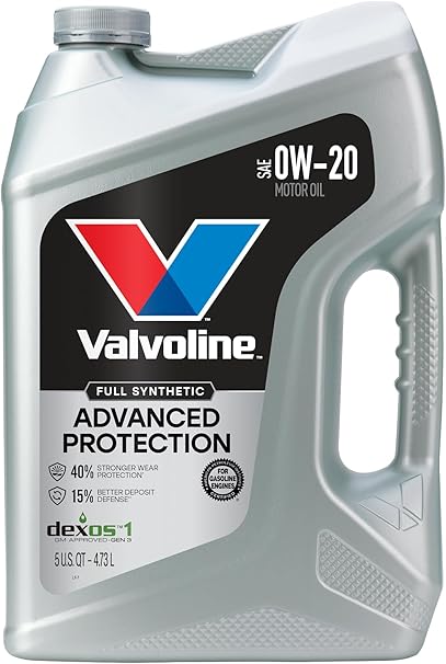 Valvoline Advanced Full Synthetic SAE 0W-20 Motor Oil 5 QT | Proven to maximize engine life, 40% stronger wear protection, 15% better deposit defense, up to 2.5X better heat protection