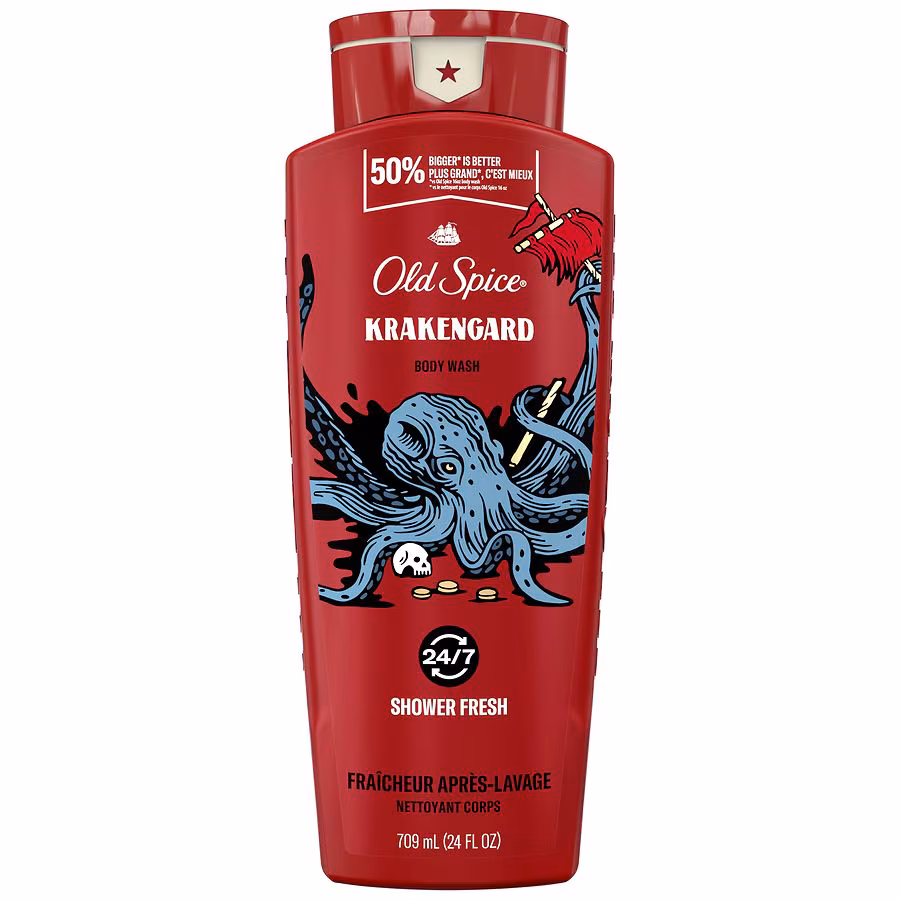 Old Spice Cleansing Body Wash for Men, 24/7 Shower Clean with Lasting Scent Krakengard, 24.0 fl oz