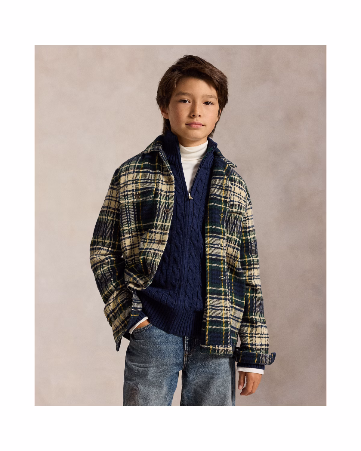 Plaid Cotton Flannel Camp Shirt