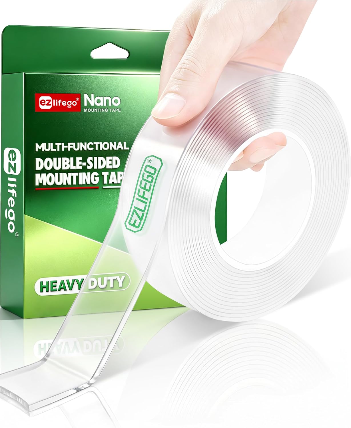 EZlifego Heavy Duty Invisible Bond Nano Double Sided Mounting Tape, 9.85FT | Nano-Tech, Holds up to 72 lbs, All-Purpose, Instant Hold, Industrial-Strength Adhesive, Indoor & Outdoor Decor,Back to School