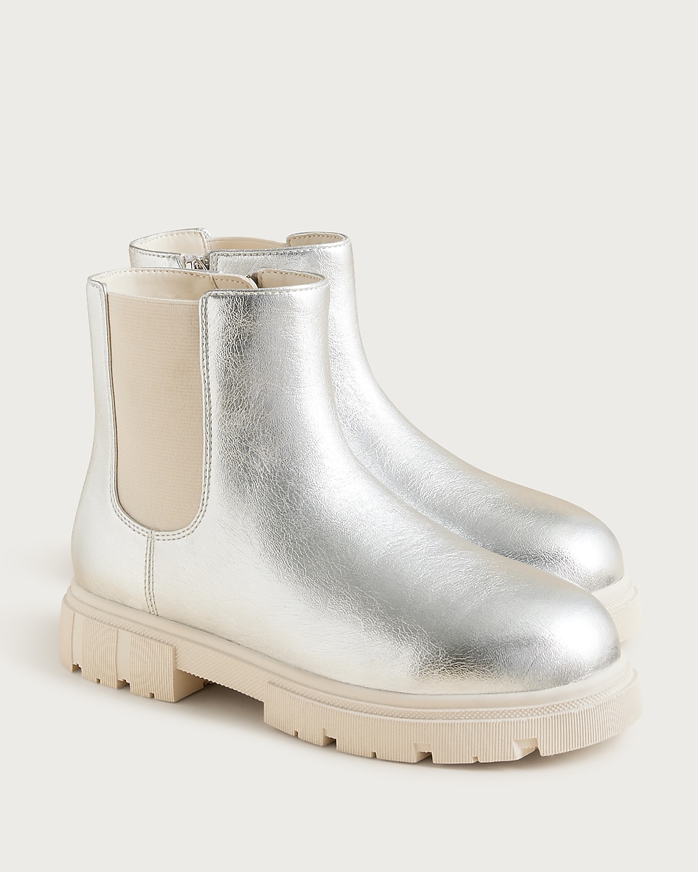 Girls' lug-sole boots in metallic