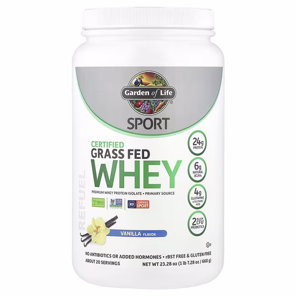 Garden of Life, Sport, Certified Grass Fed Whey, Vanilla, 1 lb 7.28 oz (660 g)