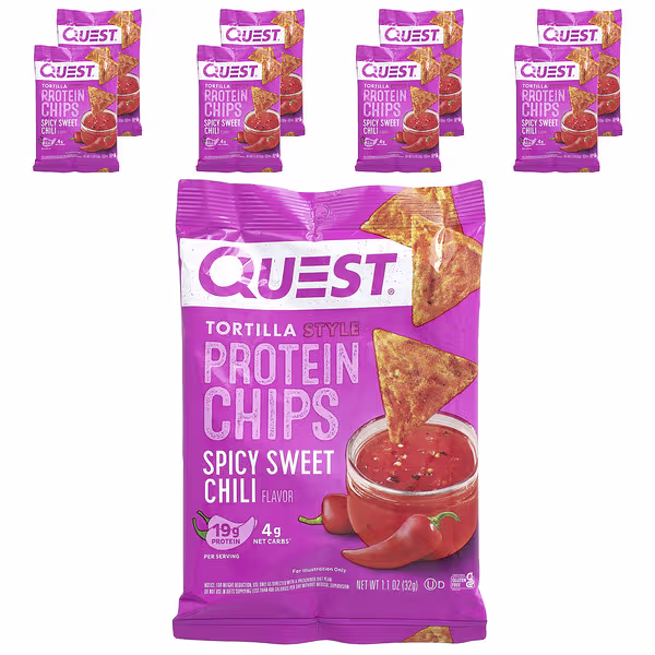 Quest Nutrition, Tortilla Style Protein Chips, Spicy Sweet Chili, 8 Bags, 1.1 oz (32 g) Each