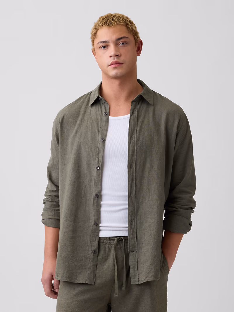 Linen-Blend Shirt in Standard Fit