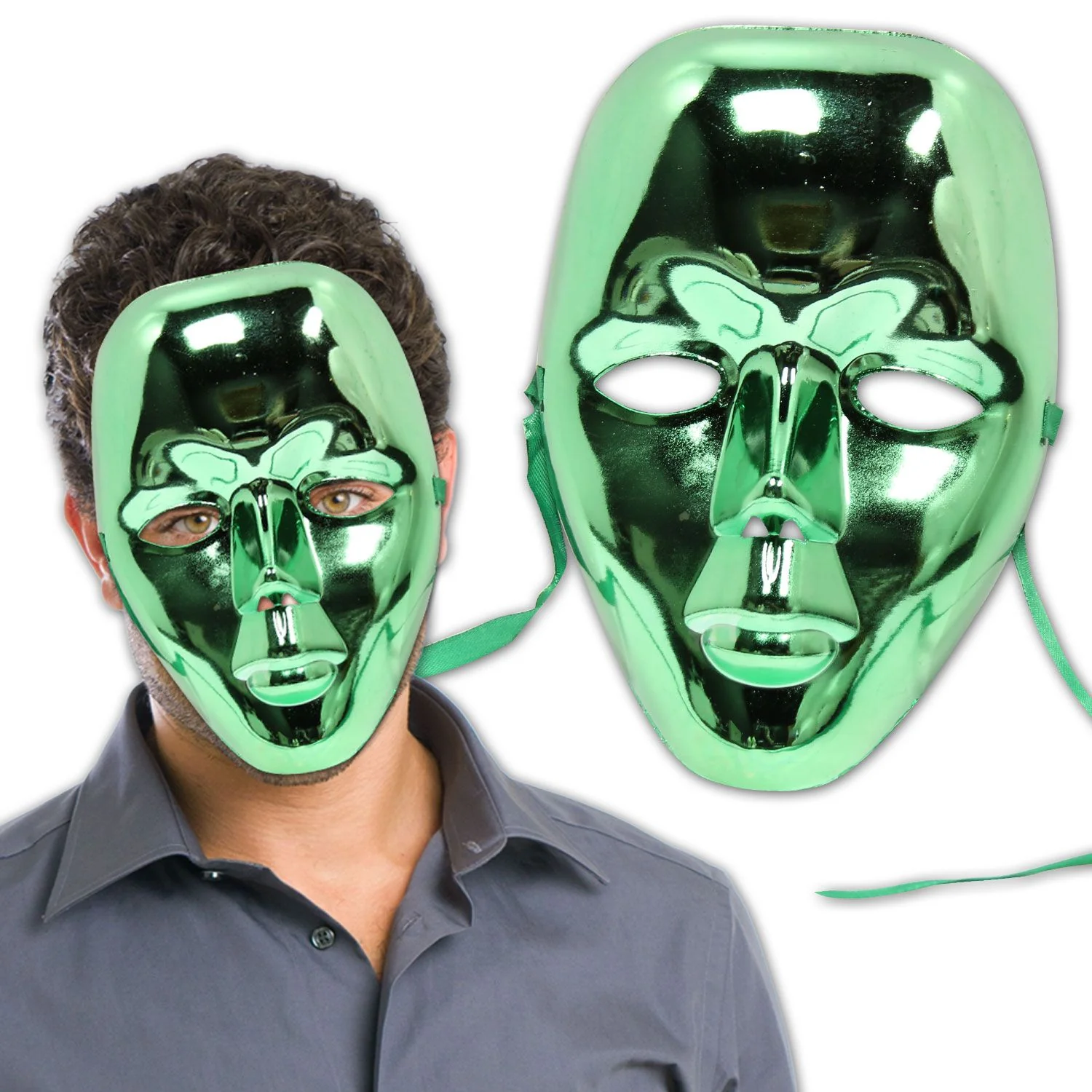 Green Metallic Full Face Mask
