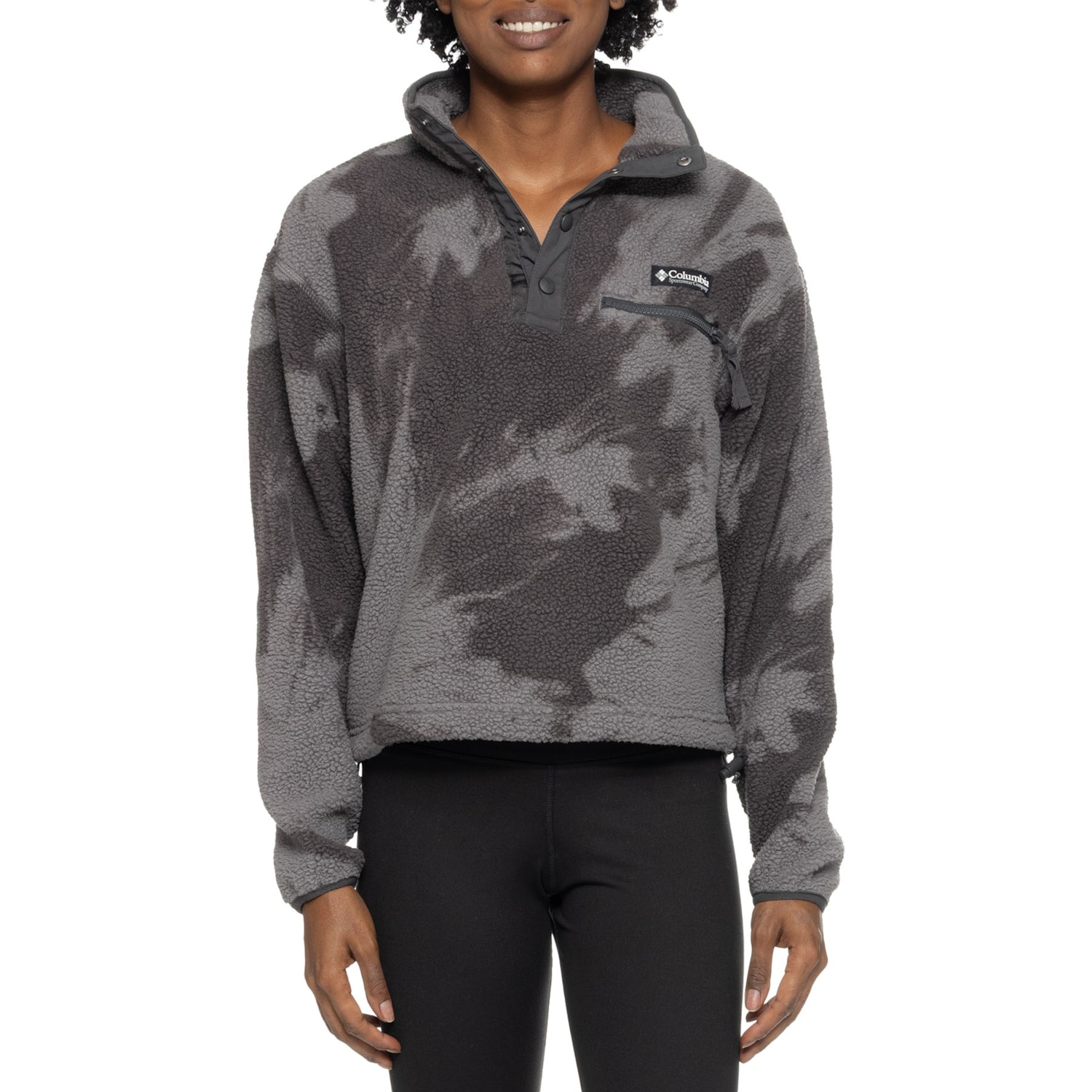 Columbia Sportswear Helvetia II Printed Cropped Fleece Shirt - Snap Neck, Long Sleeve