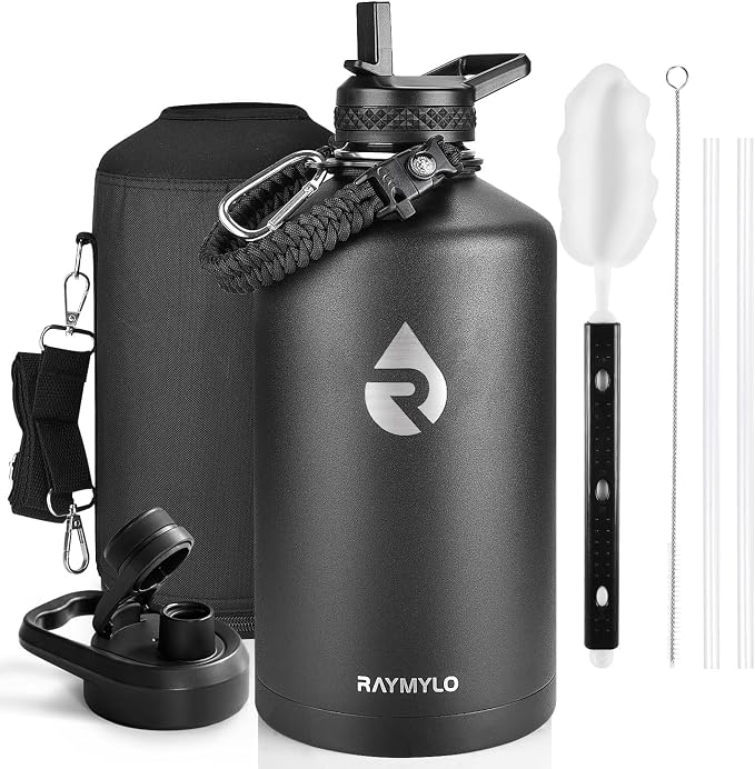RAYMYLO One Gallon Water Bottle Insulated 128 oz, Stainless Steel