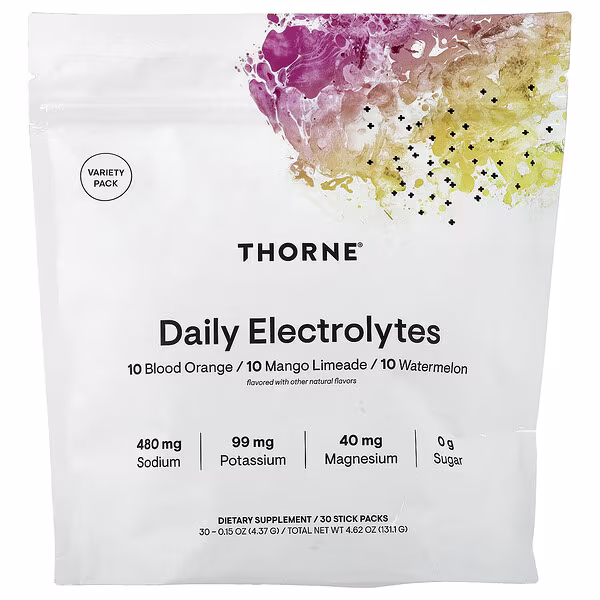 Thorne, Daily Electrolytes, Variety Pack, 30 Stick Packs, 0.15 oz (4.37 g) Each