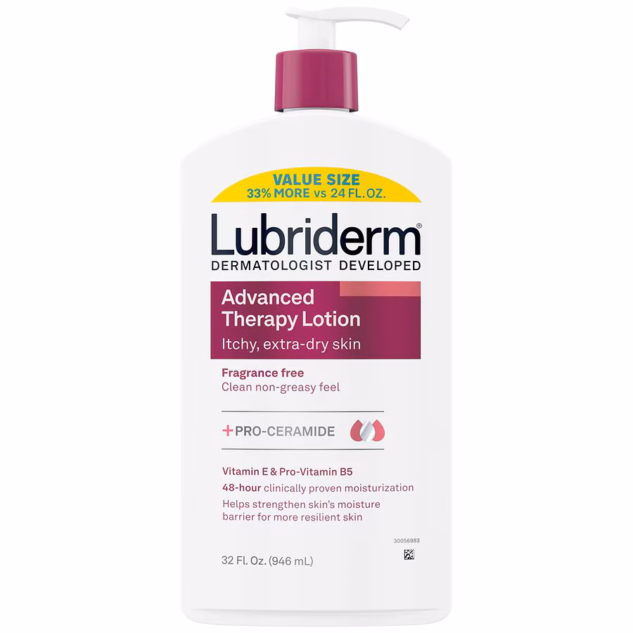 Lubriderm Fragrance-Free Moisturizing Hand & Body Lotion + Pro-Ceramide, Intense Hydration Fragrance Free, 32.0 fl oz