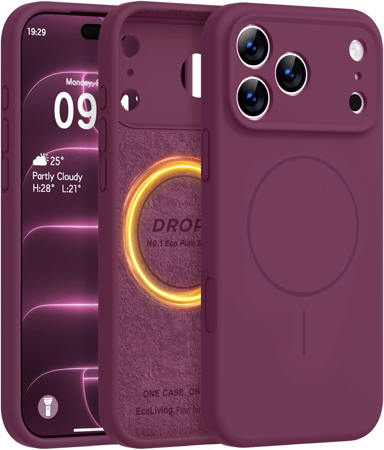 Vooii Magnetic for iPhone 18 Pro Max Case 6.9" Silicone, Burgundy