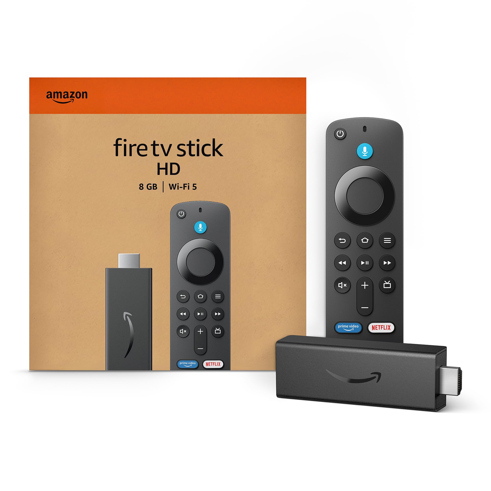 Amazon Fire TV Stick HD, free and live TV, Alexa Voice Remote, smart home controls, HD streaming