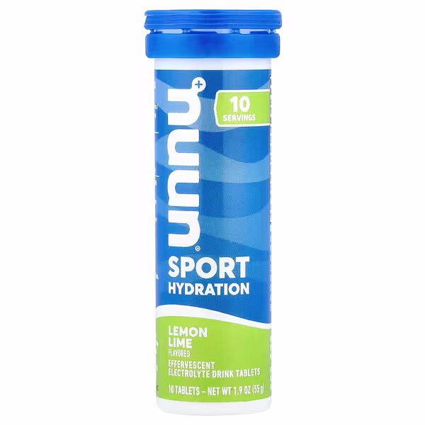 Nuun, Sport Hydration, Effervescent Electrolyte Drink, Lemon Lime, 10 Tablets