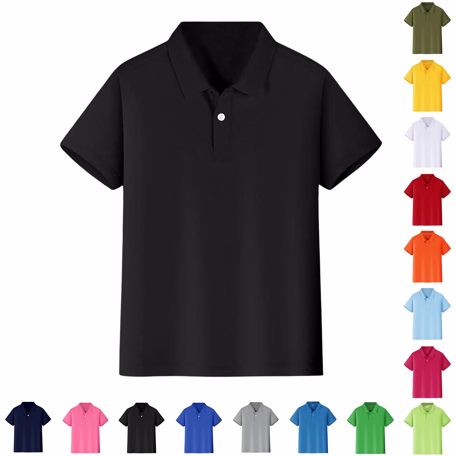 Prime Picks Apparel Boys' School Uniform Short Sleeve Polo Shirt, Button Closure, Comfortable & Soft Pique Fabric