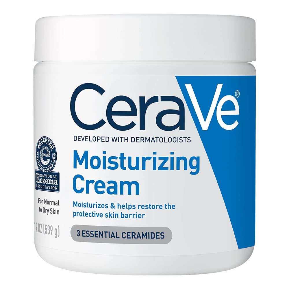 CeraVe Moisturizing Cream, Face & Body Moisturizer for Dry Skin, 19oz | Skin Care with Hyaluronic Acid, Skin Barrier Repair, Ceramide Moisturizer, Fragrance Free, Non-Comedogenic, Daily Use