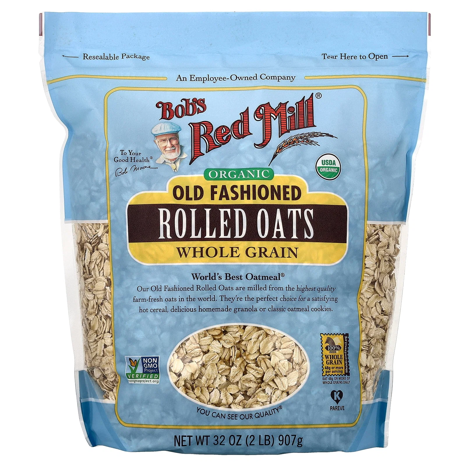 Bob's Red Mill, Organic Old Fashioned Rolled Oats, Whole Grain, 32 oz (907 g)