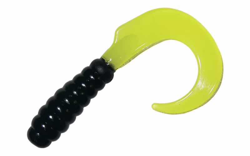Bass Pro Shops Action Tail Grub - 3'' - Black/Chartreuse