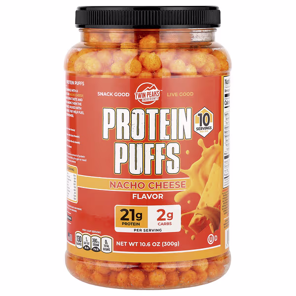 Twin Peaks Ingredients, Protein Puffs, Nacho Cheese, 10.6 oz (300 g)