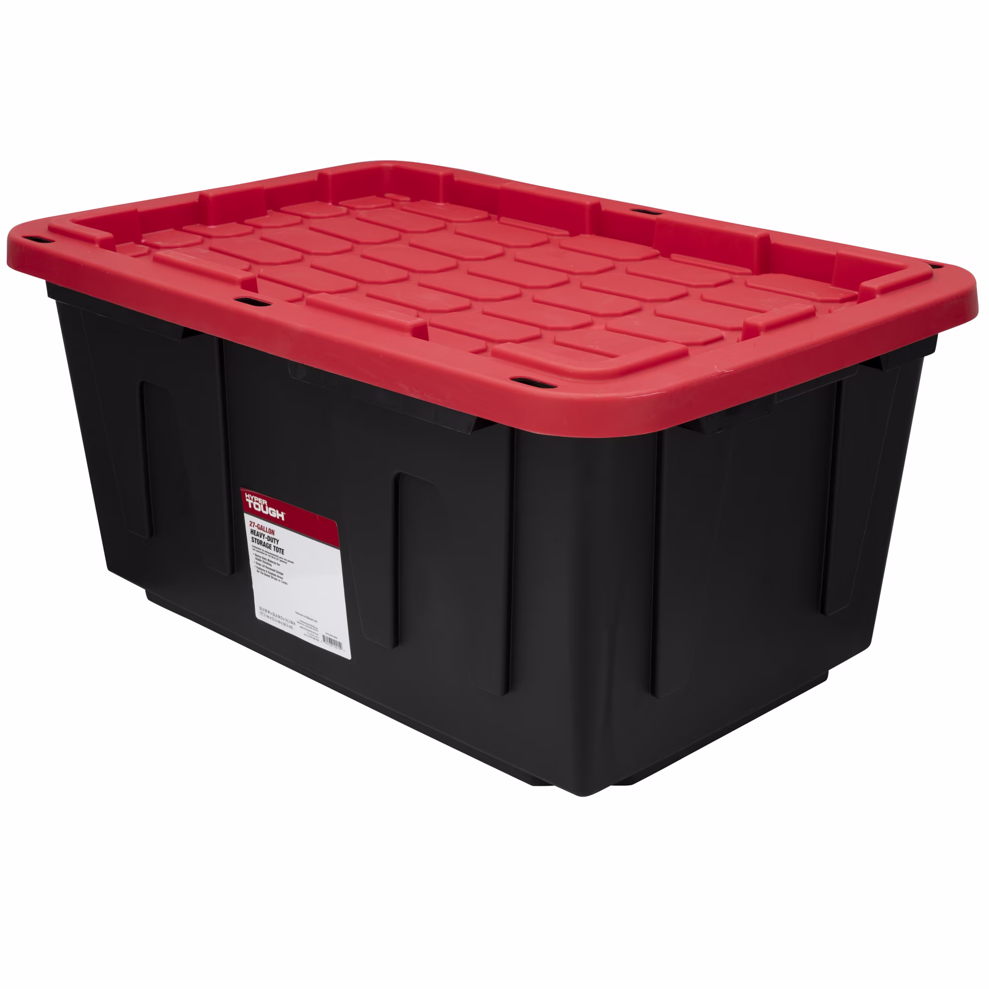 Hyper Tough 27 Gallon Snap Lid Storage Bin, Black Base and Red Lid, Heavy-Duty Plastic Container