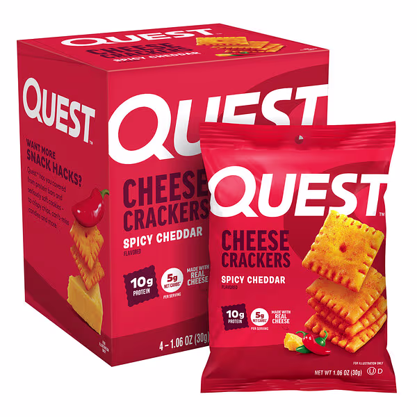 Quest Nutrition, Cheese Crackers, Spicy Cheddar, 4 Bags 1.06 oz (30 g) Each