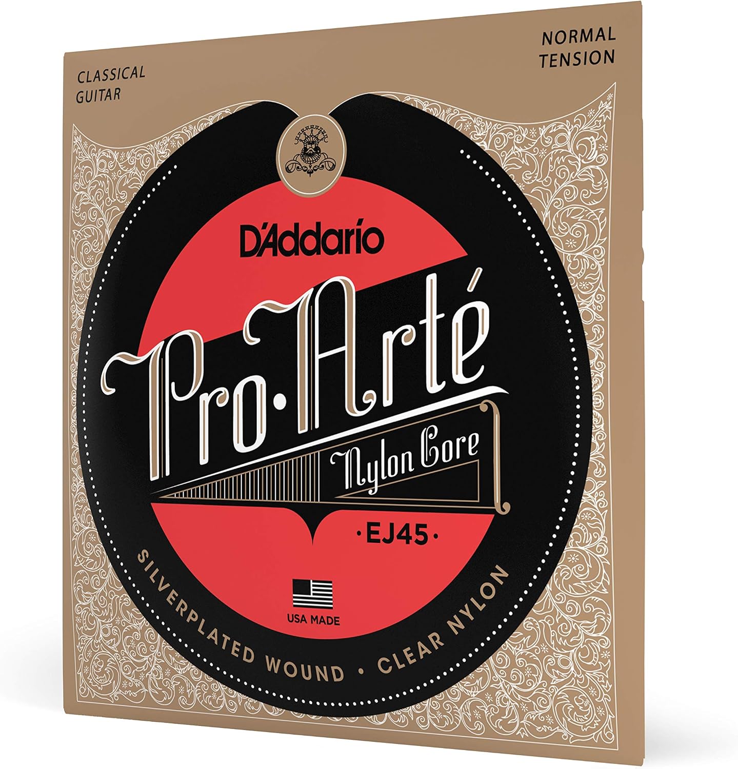 D'Addario Pro-Arte Nylon Classical Guitar Strings, Normal Tension | Pro‑Arte nylon classical guitar strings deliver warm tone, precise intonation, consistent feel, and lasting performance.