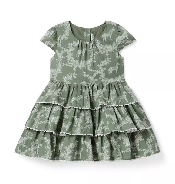 The Horse Toile Ruffle Dress