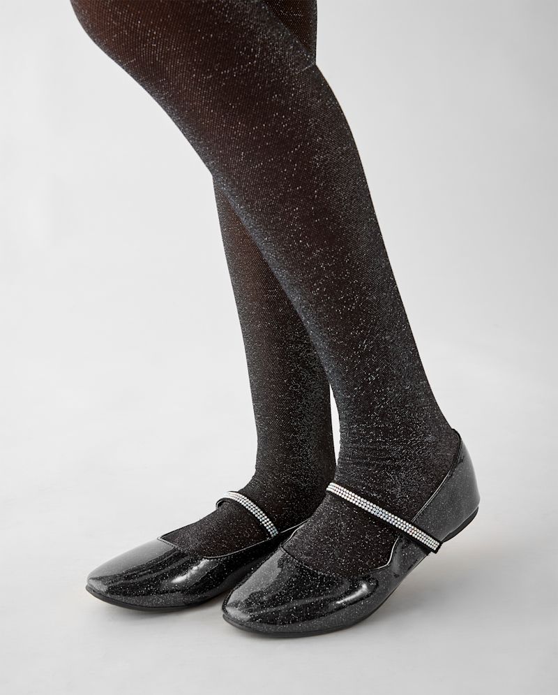 Girls Shimmer Microfiber Tights - black