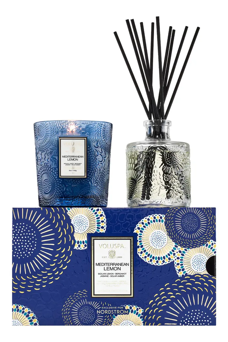 Voluspa Mediterranean Lemon Candle & Diffuser Duo