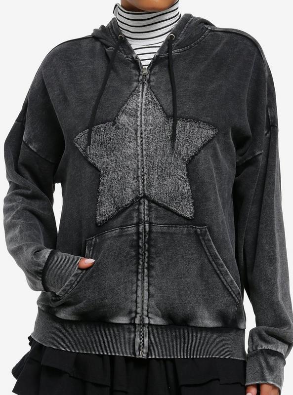 Grey Star Washed Girls Hoodie
