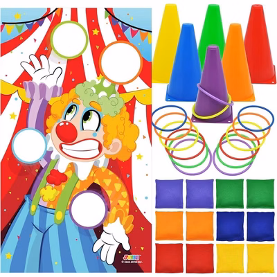 Joyfy 31 Pcs Carnival Game Set - Including Ring Toss Games, Bean Bags, and Cones for Kids Indoor Outdoor Play, Family Activities and Halloween Party