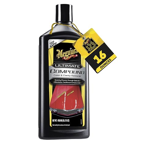 Meguiar's Ultimate Compound, Pro-Grade Car Scratch Remover, 15.2 Oz | Paint Correction Compound , Removes Defects , Adds Gloss & Shine, Single Stage and Clear Coat Scratch Removal