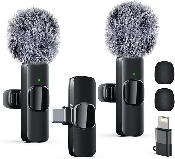 Labstandard Professional Wireless Lavalier Lapel Microphone for iPhone, iPad, mini Video Recording Mic forInterview Video Podcast Vlog YouTube&Livestream, Noise Reduction, Plug &Play