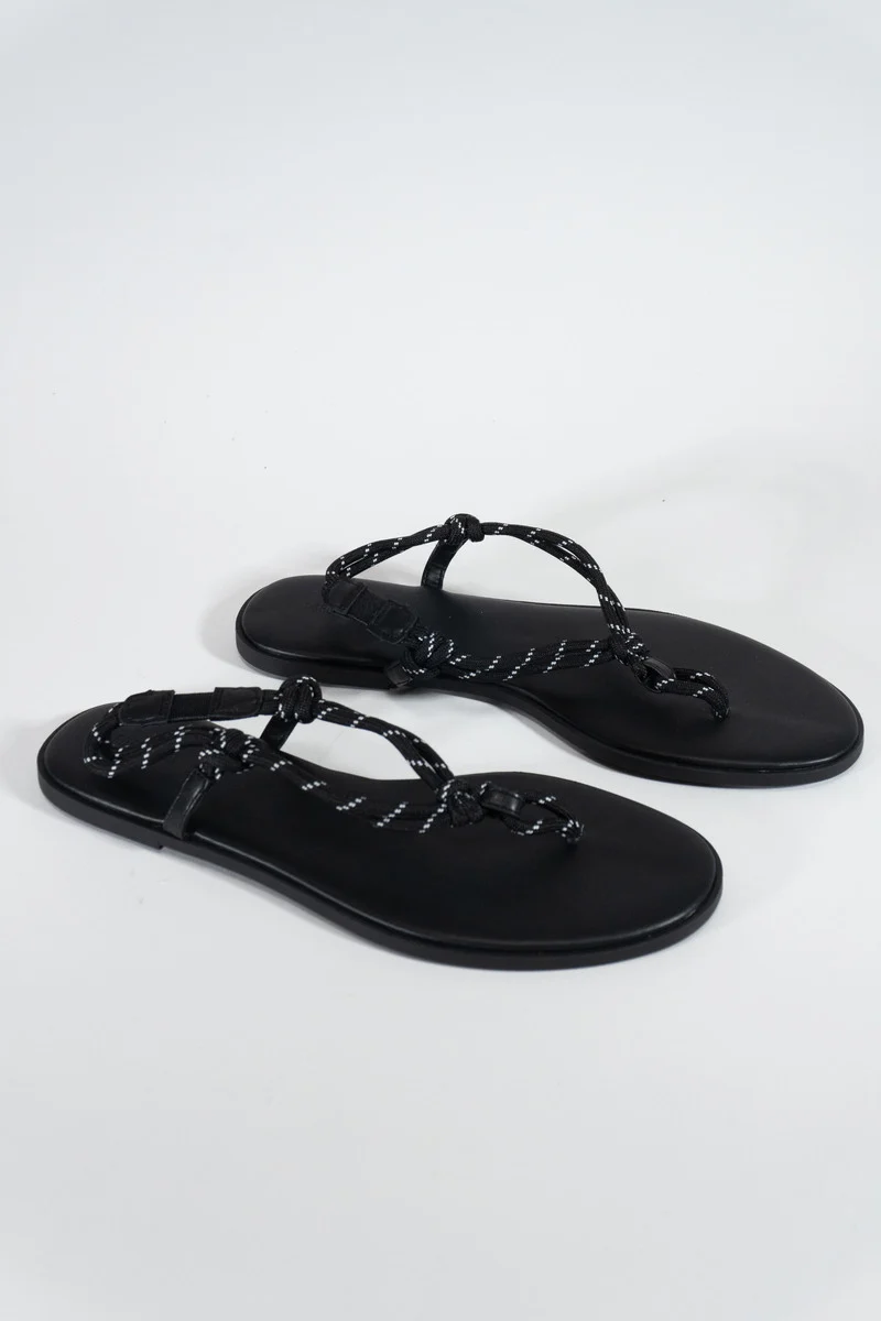 Braided Strap Faux Leather Flip-Flops
