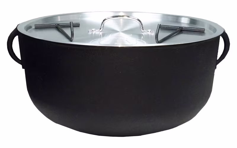 King Kooker 4-Gallon Cast-Iron Flat-Bottomed Pot with Aluminum Lid