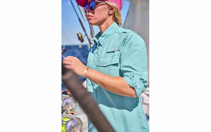 World Wide Sportsman 3D Cool Nylon Angler Button-Down Long-Sleeve Shirt