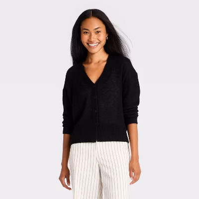 Women's Airy Knit Button-Up Cardigan Sweater - A New Day™