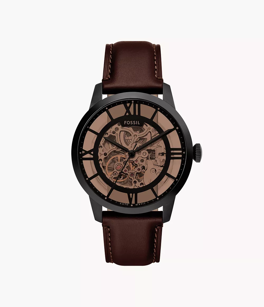 Townsman 44mm Automatic Dark Brown Leather Watch