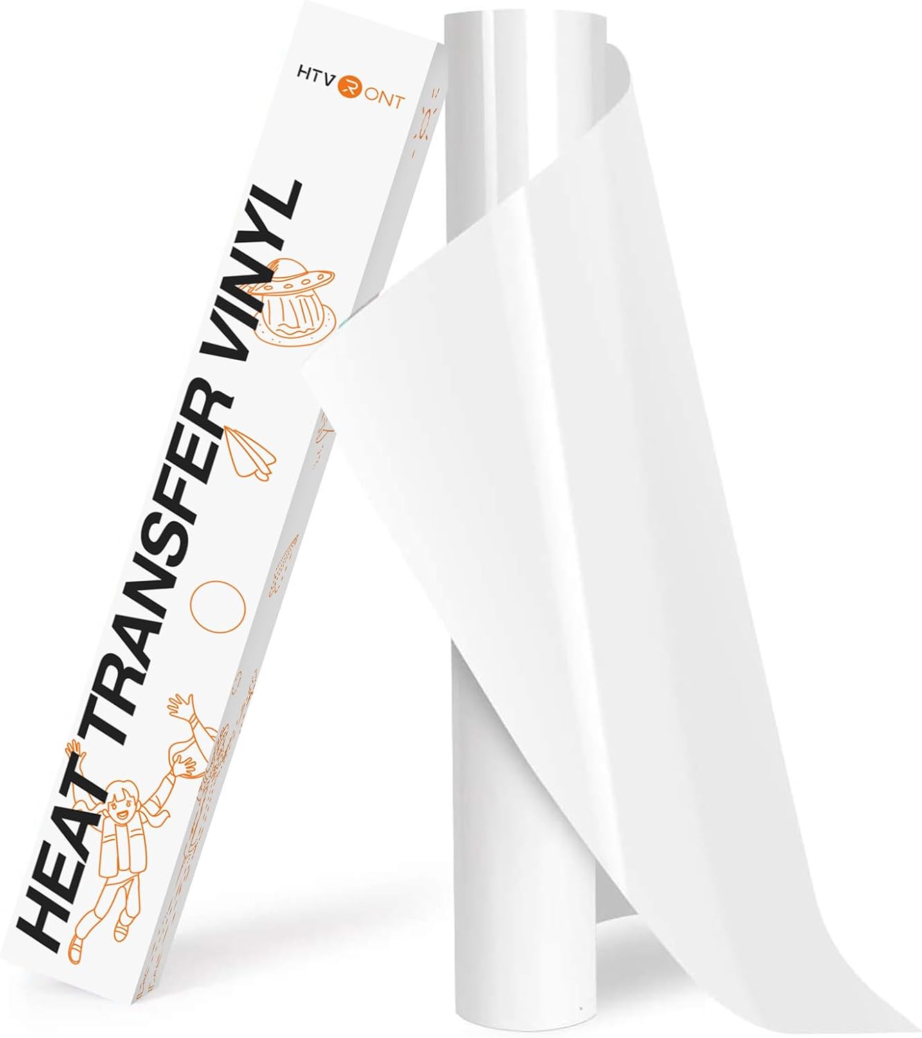 HTVRONT HTV Roll Heat Transfer Vinyl - 12" x 8ft White HTV Vinyl for Shirts | Iron on Vinyl for All Cutting Machines - Easy to Cut & Weed for Heat Transfer Design (White)