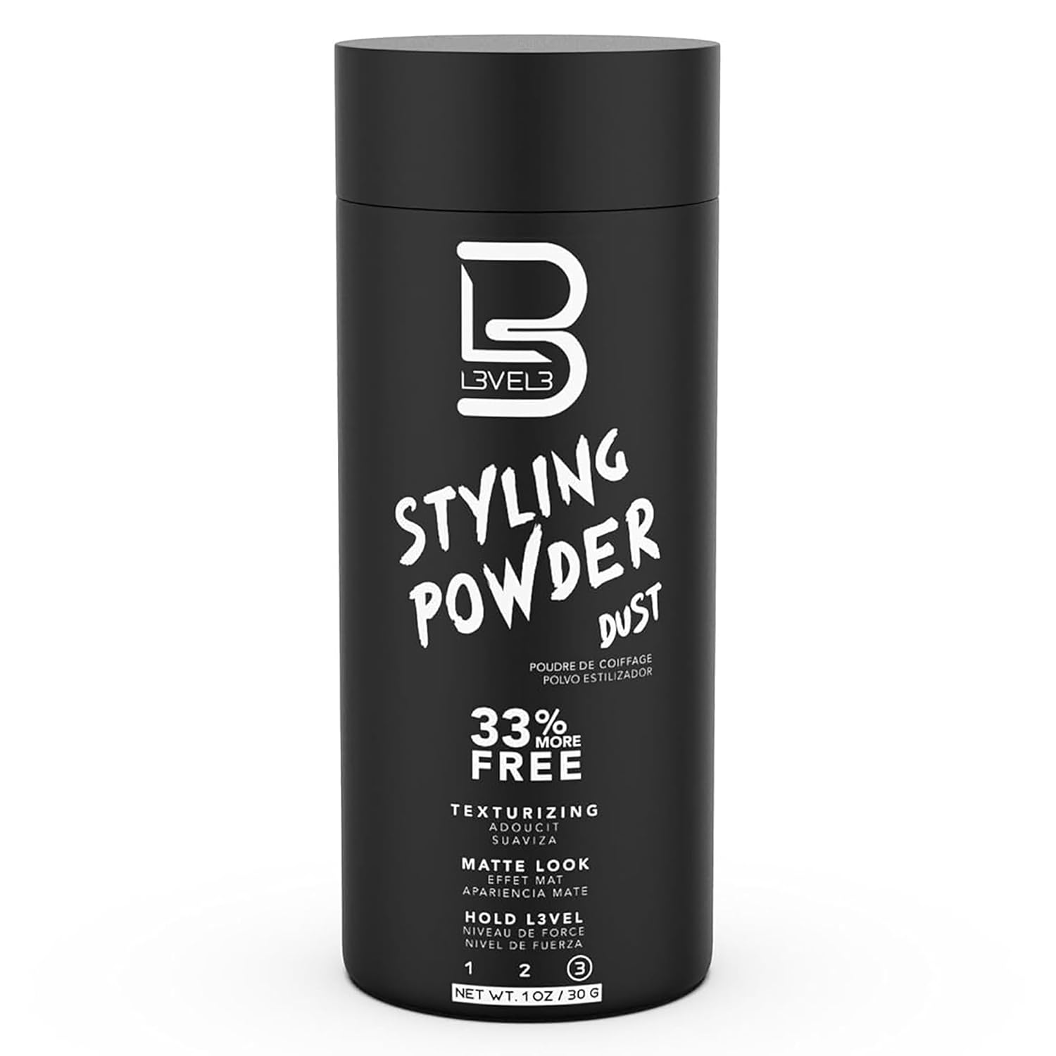 L3 Level 3 Hair Texture Powder for Men, Volume, Natural Look, 30 g | Styling powder, hair texturizer, non-greasy finish, buildable hold, easy application, small 30 g size