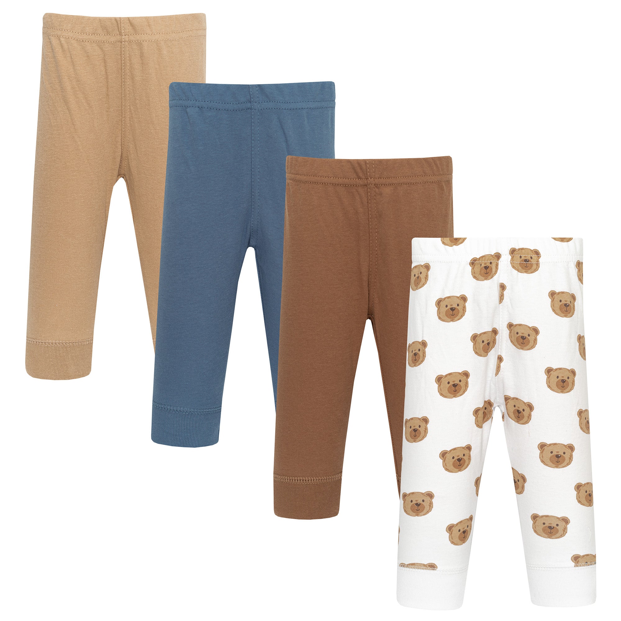 Hudson Baby Infant Boys Cotton Pants and Leggings 4-Pack, Little Cub Teddy Bear