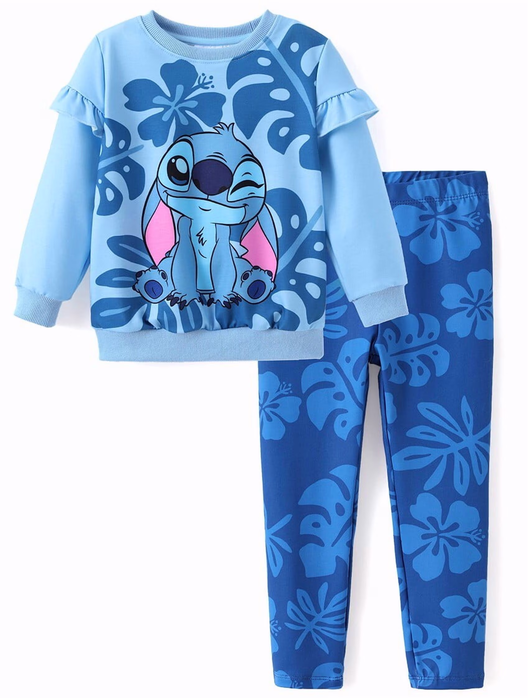 Disney Stitch Girls Sets Ruffle Sweatshirt and Leggings 6-7Y