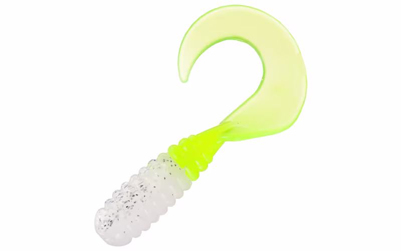 Bass Pro Shops Tri-Color Crappie Grub - 3'' - White Ice Chartreuse