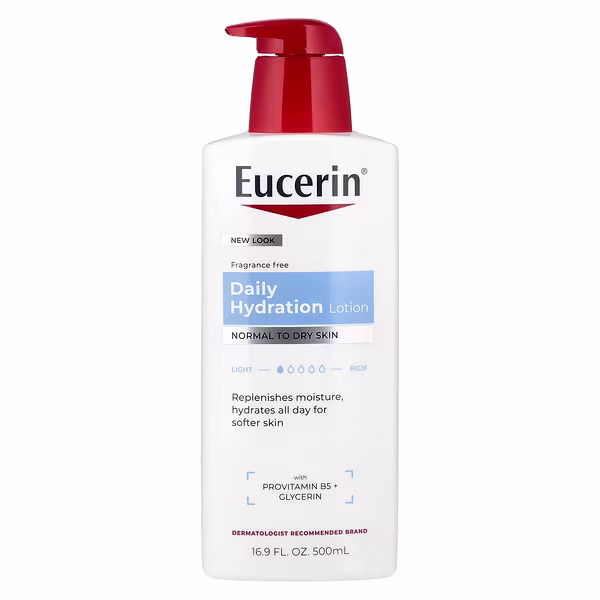Eucerin, Daily Hydration Lotion, Fragrance Free, 16.9 fl oz (500 ml)