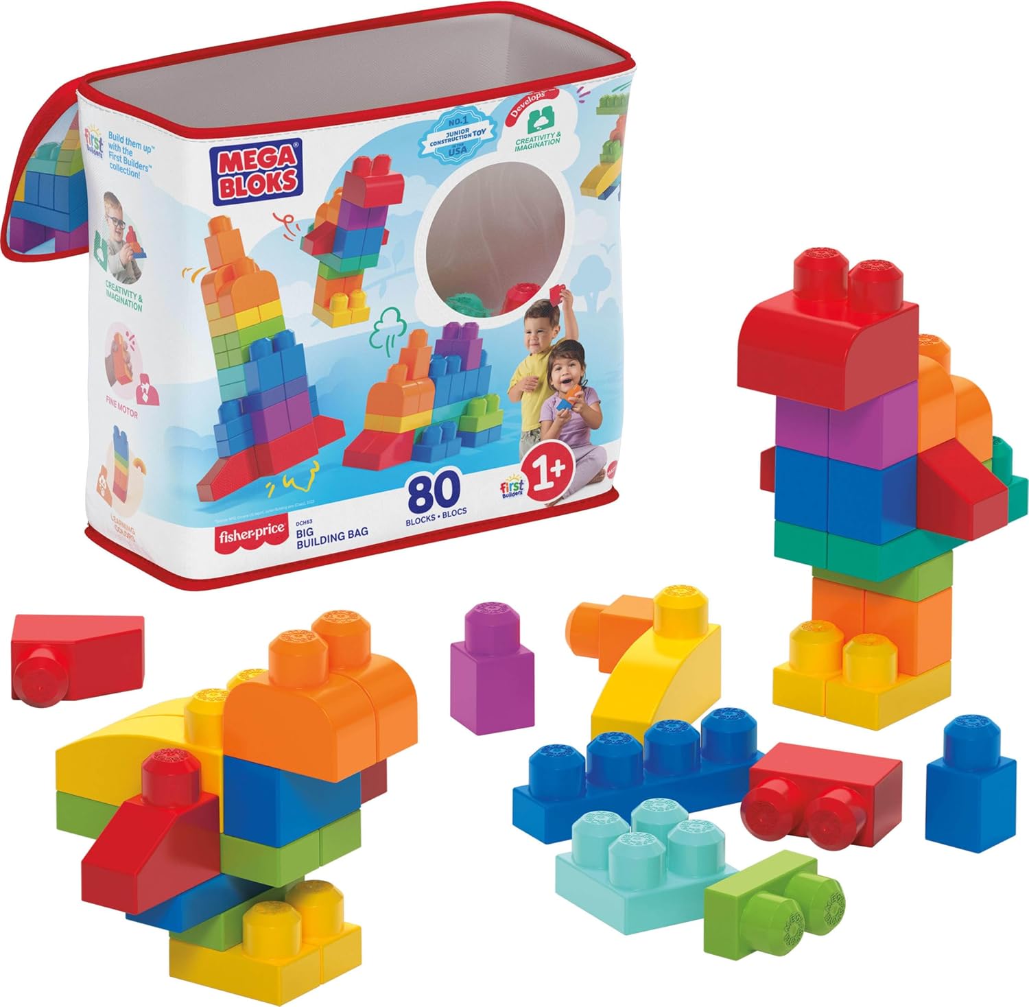 MEGA BLOKS First Builders Big Building Bag Toddler Blocks Toy Blue