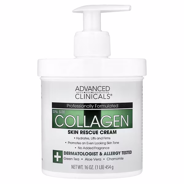 Advanced Clinicals, Collagen, Skin Rescue Cream, 16 oz (454 g)